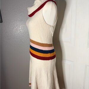 Maeve| guc sz med | sporty cashmere 70s striped Sleeveless sweater Dress